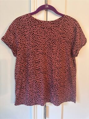 LOFT Vintage Soft Pink Short Sleeve Animal Print Tee